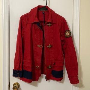 Red Ralph Lauren Jacket full zip, accent hardware, and navy accents